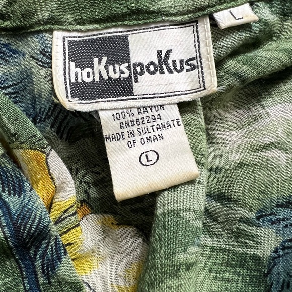 hoKus poKus Vtg Floral And Palm Tree Dress Partial Button Down In Front Size L - Picture 6 of 7